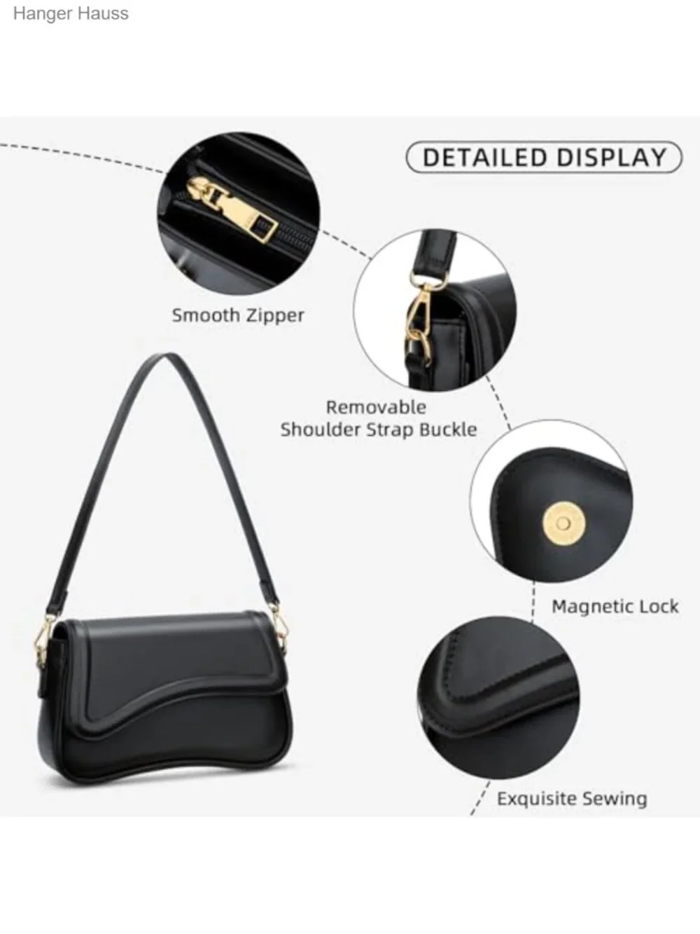 PU Leather Shoulder Bag Women Hobo Handbag Adjustable Crossbody Purse